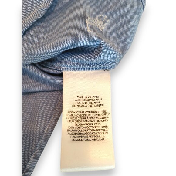 Polo Ralph Lauren Chambray Blue Baby Shirt Allover Pony Logo Long Sleeve, 6M NWT - Picture 12 of 14